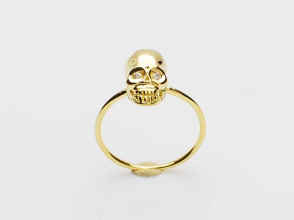 K18Yellow G Skull Pinky Ring(Diamond)