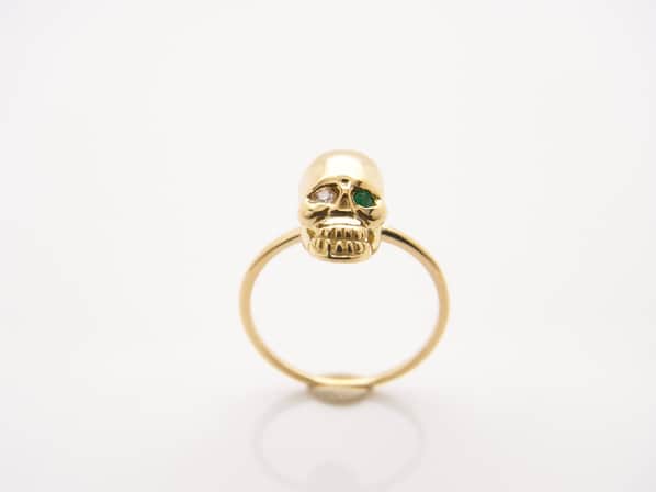 K18Yellow G Skull Pinky Ring(Diamond+Birthstone)