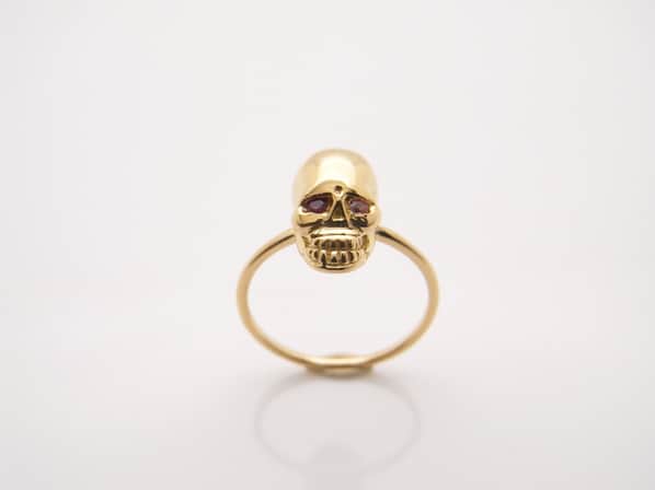 K18Yellow G Skull Pinky Ring(Birthstone+Birthstone)