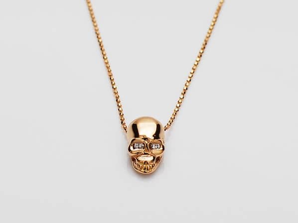 K18PINK G Skull Necklace(Diamond)