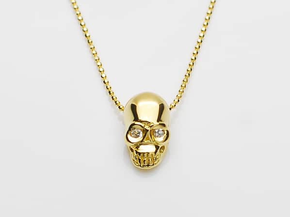 K18Yellow G Skull Necklace(Diamond)