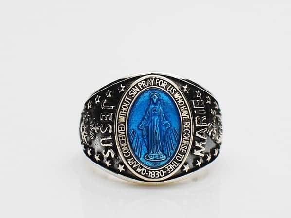 Mary College Ring-Blue Epoxy-