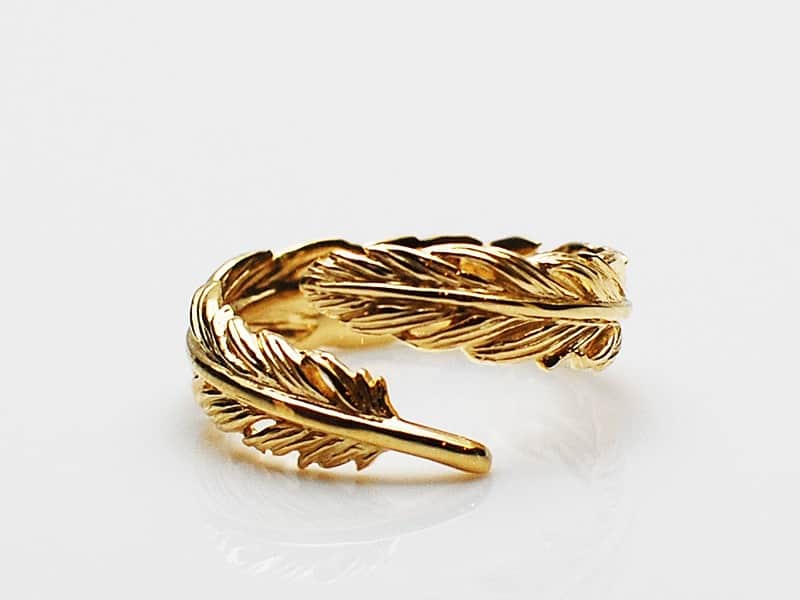 NATURAL FEATHER RING/K18YG