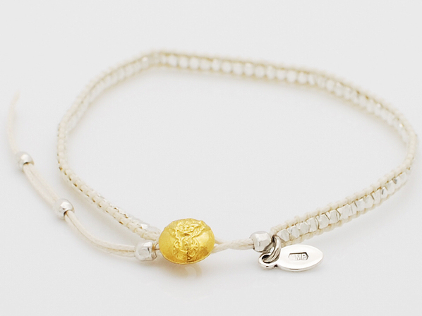 silver beads narrow wrap bracelet