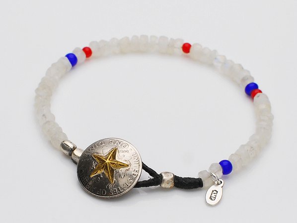 Star Dime Concho Beads Bracelet-Moon Stone-