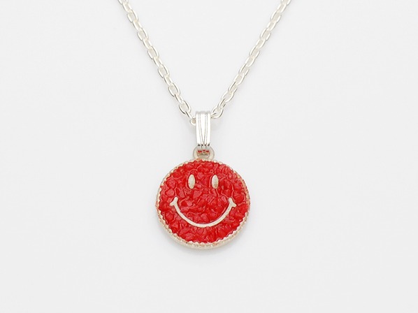 Crushed Stone Smile Top With Dichromatic Chain-Red Coral-