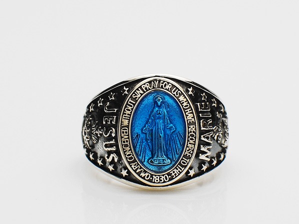 Mary College Ring-Blue Epoxy-