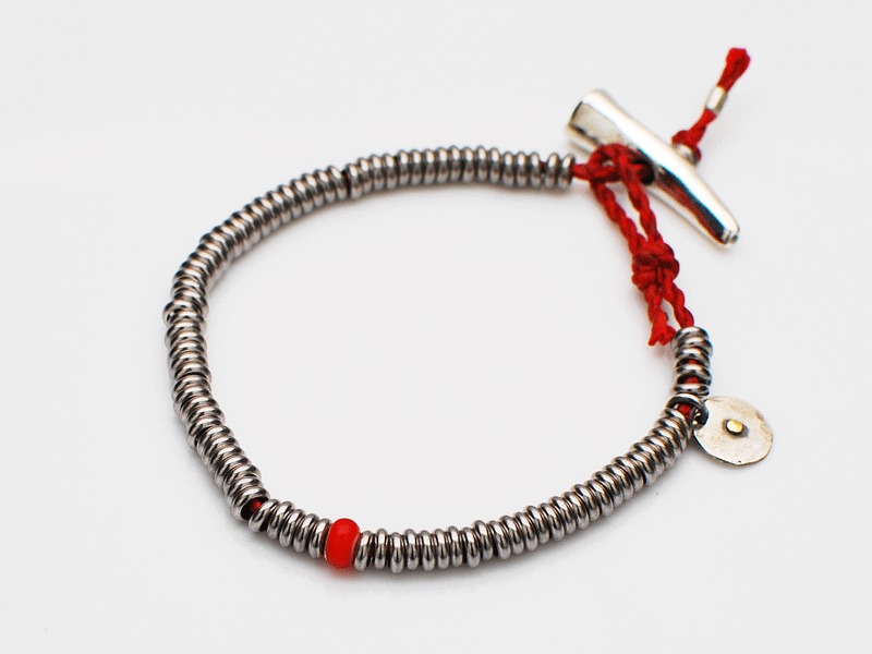Metal Donut Beads Bracelet/RED