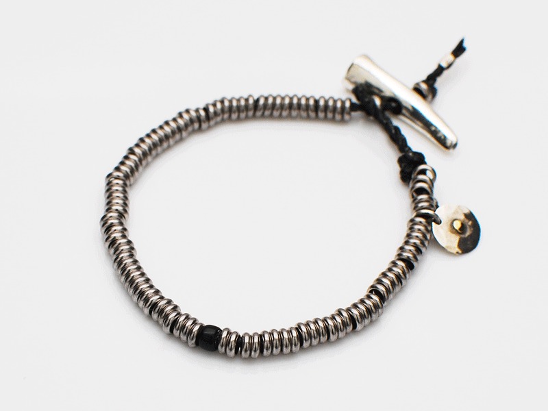 Metal Donut Beads Bracelet/BLACK